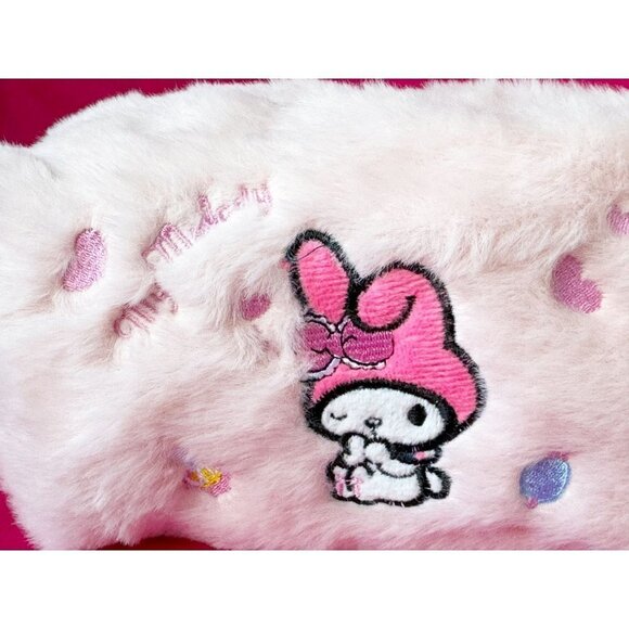 My Melody Embroidery Fuzzy Cosmetic or Pencil/Pen Bag Storage - Picture 2 of 7
